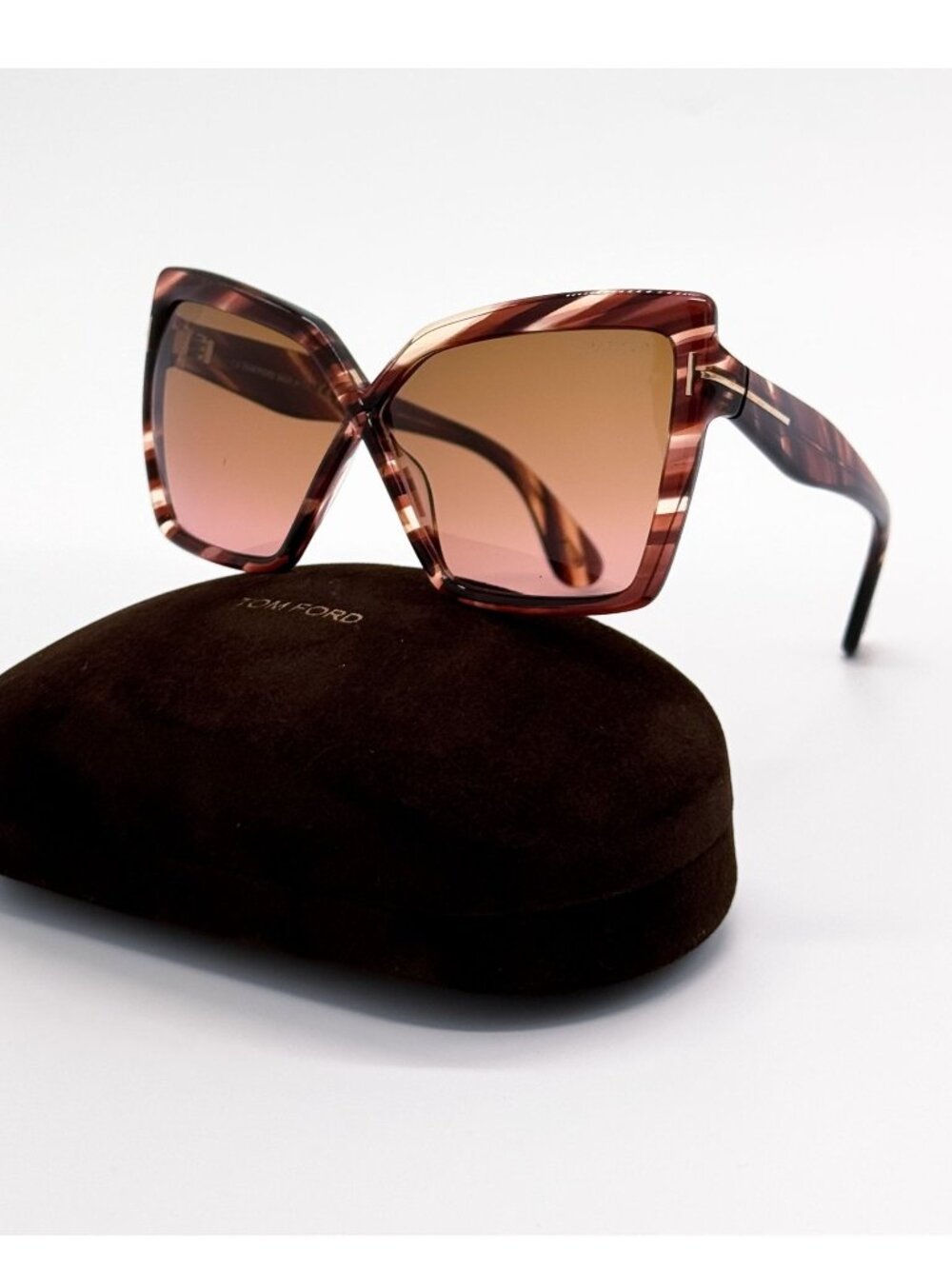 New Tom Ford Fiore TF1195 54F Butterfly Havana Brown Women Sunglasses Authentic